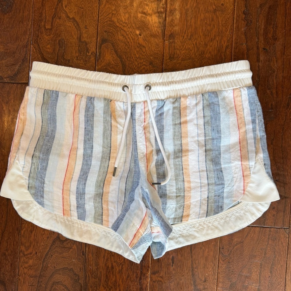 Athleta Beachside Bali Linen Short in Multi Blanket Stripe Casual Beach Size M